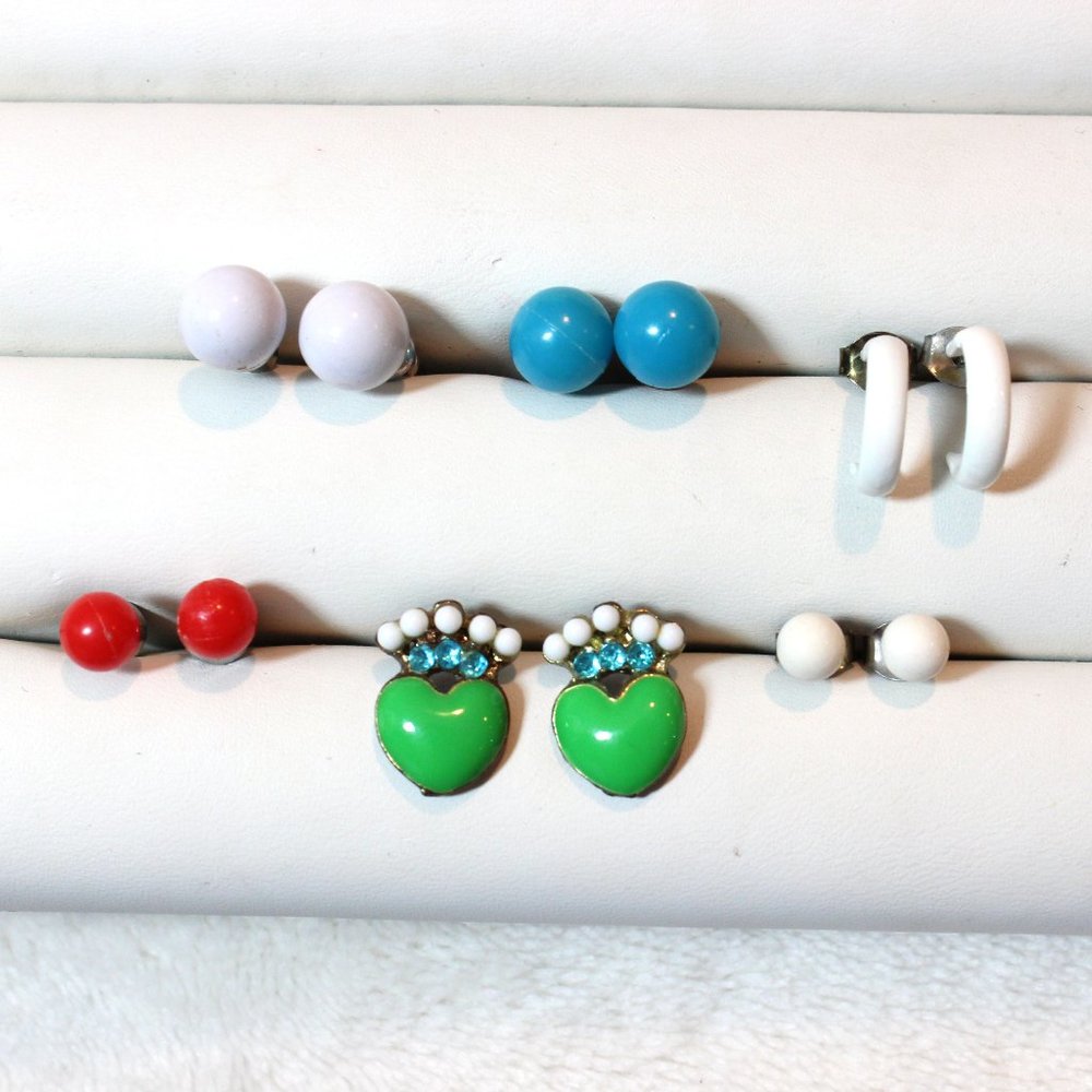 Y2K Plastic Simple Round Balls Hoops Earring Stud Set